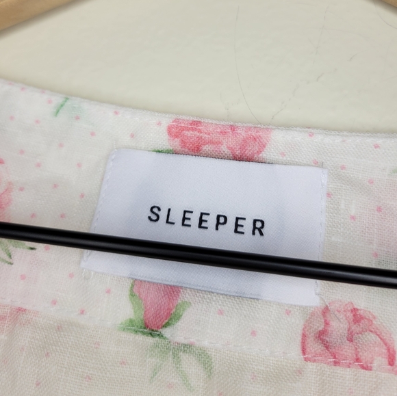 Sleeper Marquise 100% linen dress in roses, sz xs - Picture 10 of 13